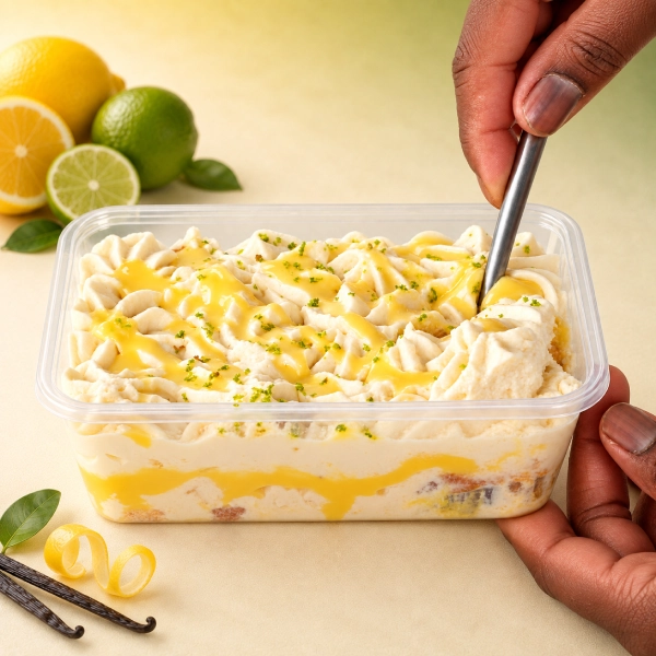 Cuillère prélevant une bouchée de tiramisu citron Touremisus