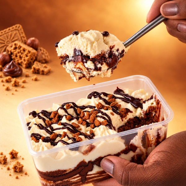 Cuillère prélevant une bouchée de tiramisu Nutella Spéculoos Touremisus